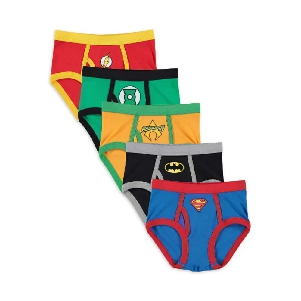 Toddler Boys Justice Superhero Logo Cotton Briefs Underwear 2, 5-Packs Size 4